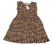 Nové - Hnedo-čierno-farebné šaty s leopardím vzorom Matalan