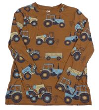 Hnědé triko s traktory C&A
