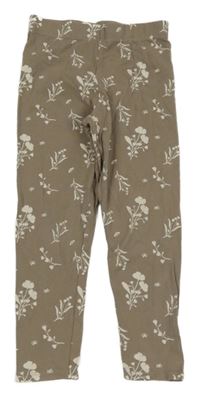 Béžovo-smotanové kvetované legíny Nutmeg