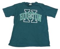 Petrolejové tričko s nápisom