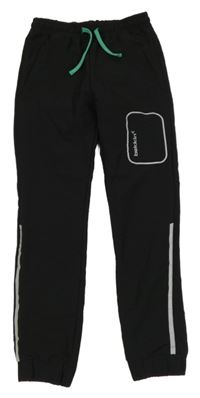 Černé šusťákové funkční cuff kalhoty s logem Bekkin