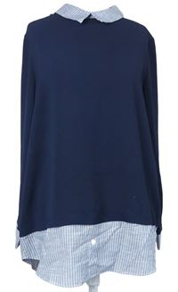 Dámska tmavomodro-prúžkovaná blúzka s golierikom zn. Primark
