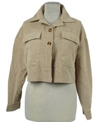 Dámska béžová menšestrová crop bunda Shein