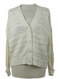 Dámský smetanový pruhovaný propínací svetr 