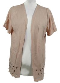 Dámský světlerůžový svetrový cardigán s perforovaným vzorem Bonmarché 