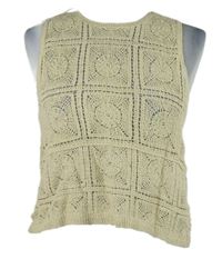 Nové - Dámský béžový háčkovaný vzorovaný crop top Primark 