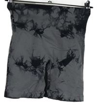 Dámské šedo-černé batikované sportovní elastické kraťasy 