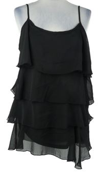 Dámsky čierny šifónový top s volánikmi Amisu