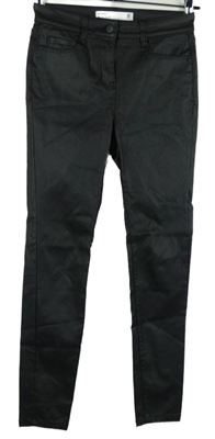 Dámské černé potažené skinny kalhoty s vysokým pasem Next 