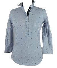 Dámská modro-bílá proužkovaná polo halenka s kotvami Zara 