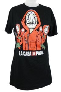 Dámské černé dlouhé tričko s potiskem La Casa de Papel FB Sister 