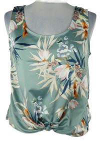 Dámský světlemodrý květovaný saténový crop top Only 