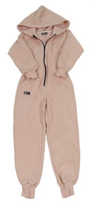 Světlerůžová tepláková kombinéza s kapucí