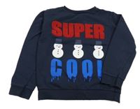 Tmavomodrá mikina s nápisom a sněhuláky Crafted