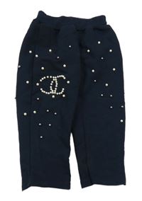 Tmavomodré tepláky s perličkami