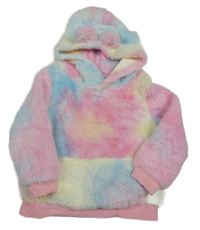 Farebná chlpatá mikina s kapucňou Shein