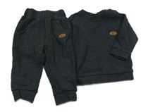 2set- černá melírovaná mikina s nášivkou+ tepláky