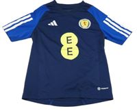 Tmavomodro-modré športové tričko s potlačou Adidas