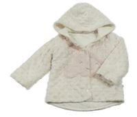 Smetanová minky zateplená propínací mikina s mráčkem a kapucí 