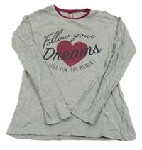 Sivé tričko s nápisom a srdcem Page one young