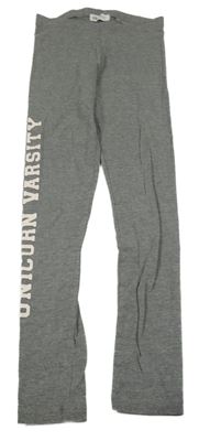 Sivé legíny s nápisom H&M