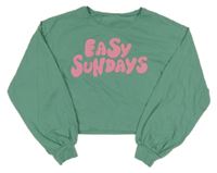 Zelené crop triko s nápisem 