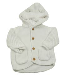 Biely prepínaci sveter s kapucňou Next