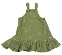 Khaki menšestrové na traké šaty s kvetinami BY VERY