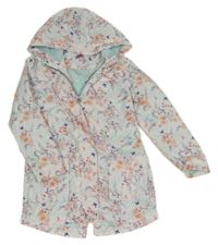 Bílá šusťáková bunda s květinami a kapucí F&F