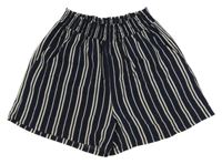 Tmavomodro-smotanové pruhované ľahké kraťasy H&M