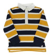 Modro-hořčicové pruhované polo triko 