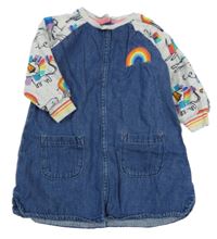 Tmavomodro-sivé riflovo/teplákové šaty s obrázkami NEXT