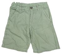 Zeleno-bílé pruhované plátěné kraťasy Alive