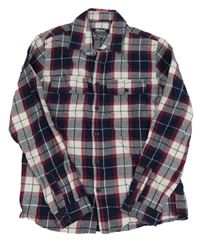 Tmavomodro-bílo-rubínová kostkovaná košile Rebel