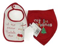 2set- biely podbradník s nápisem+ červený slinták s nápisom