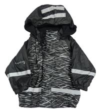 Černo-vzorovaná nepromokavá jarní bunda s kapucí 