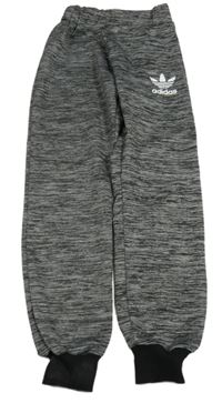 Tmavošedé melírované sportovní cuff tepláky s logem Adidas 