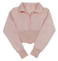 Světlerůžová propínací crop mikina se stojáčkem 