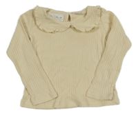 Světlebéžové žebrované triko Zara