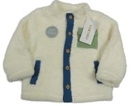 Nové - Smetanová huňatá propínací mikina s kapsou zn Maybe