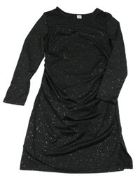 Čierno-sivé bodkovaná é šaty Shein