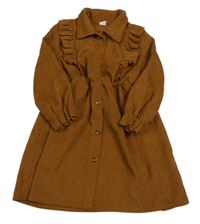 Medové menšestrové košeľové šaty Shein