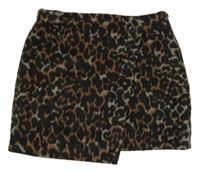 Čierno-hnedá vzorovaná vlnená sukňa Next