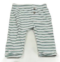 Bielo-zelené pruhované tepláky s gombíky