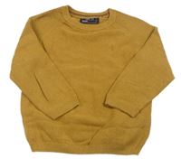 Hořčicovo-rebrovaný sveter s výšivkou Next