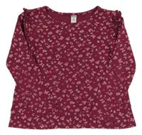 Vínové kvetované tričko s volánikmi Dopodopo