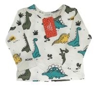 Nové - Bílé triko s dinosaury 