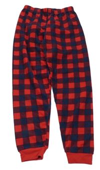 Červeno-tmavomodré kostkované fleecové pyžamové kalhoty OVS
