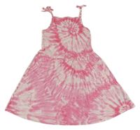 Ružovo-biele batikované šaty C&A