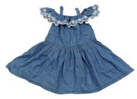 Modré lehké riflové šaty s madeirou C&A